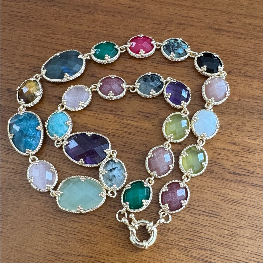 Multi-Color Gemstone Necklace - Picture 2 of 9